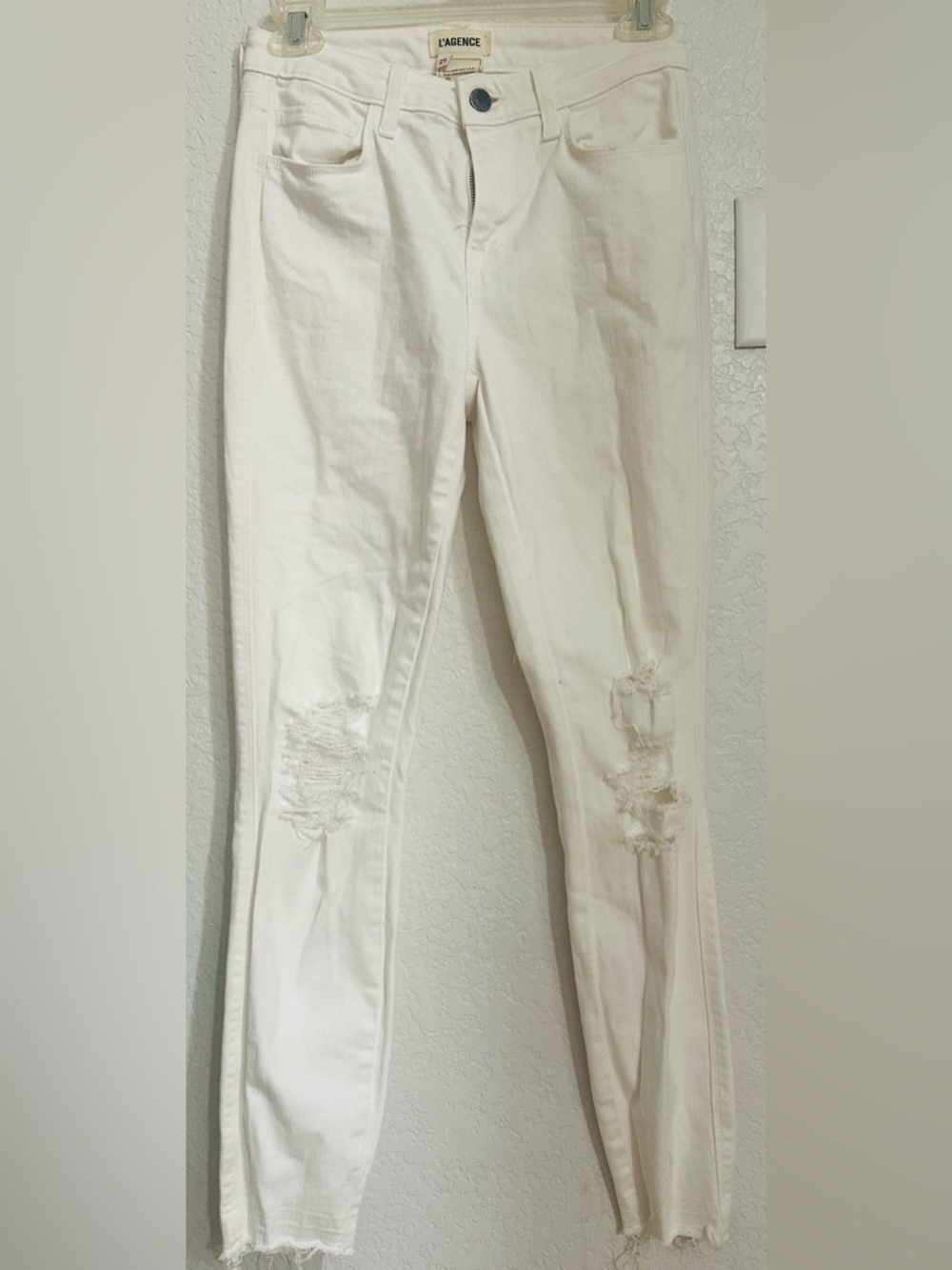 L'AGENCE White Ripped Skinny Jeans
